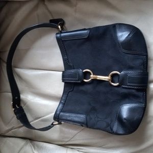 Coach Black Leather Trim Handbag Excellent Condition, Almost Like New